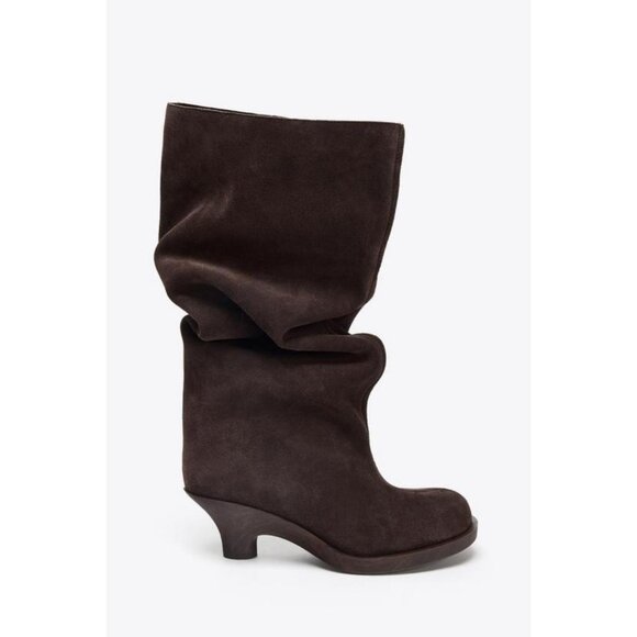 ZARA SPLIT SUEDE KITTEN HEEL BOOTS - Picture 1 of 7